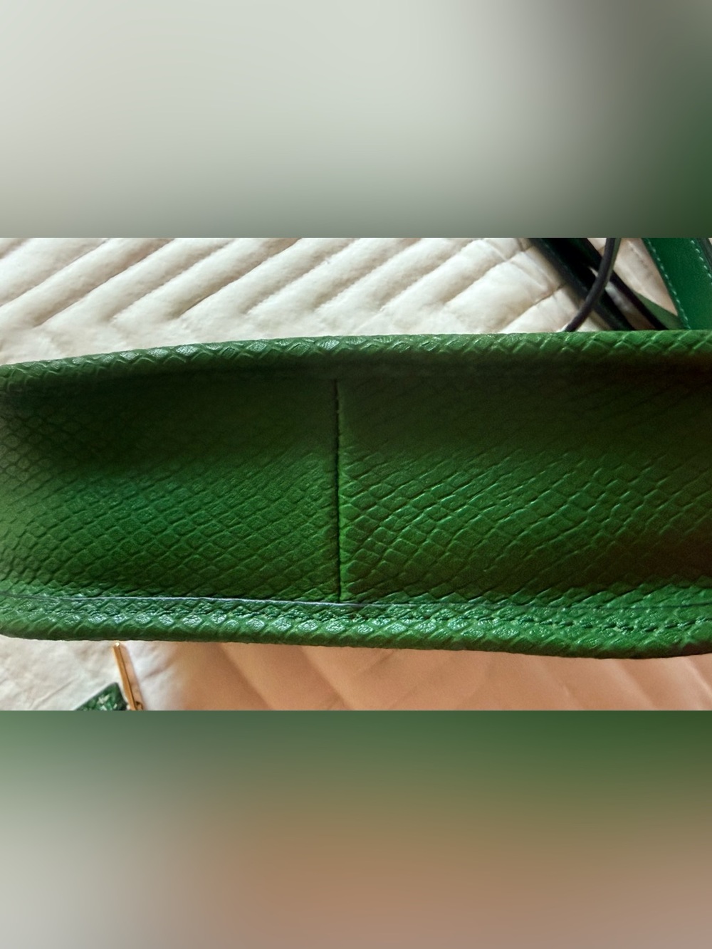 Fossil 2 pc set Heritage Green Python leather crossbody bag & card wallet NWOT - Picture 6 of 8